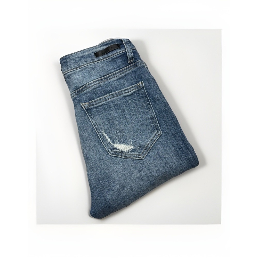 Risen Jeans Women's 27x26 Distressed Tapered Blue Denim Los Angeles 27/5 Stretch